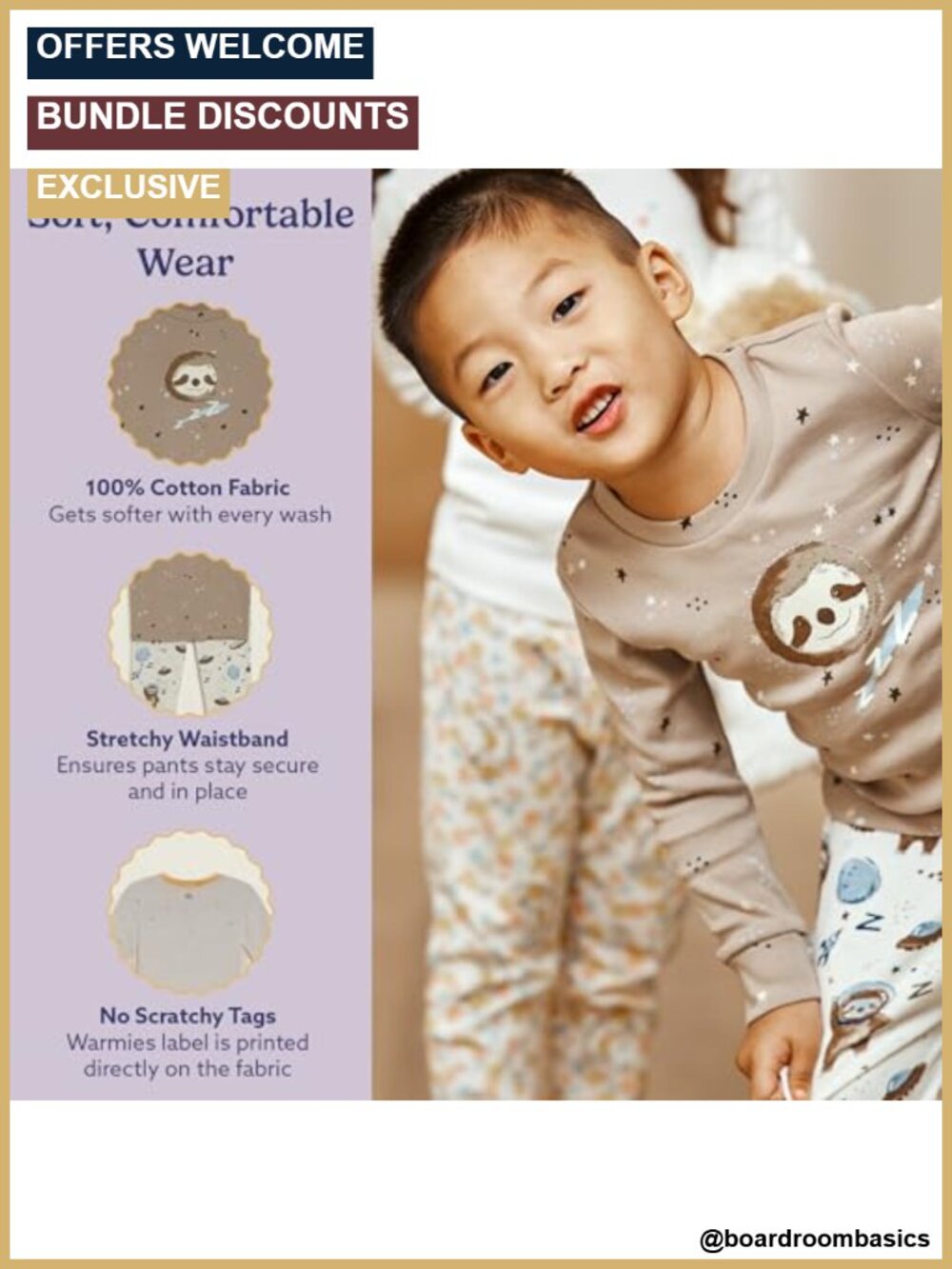 Toddler 100% Cotton Pajama Set Sloth Animal Print Long Sleeve - Picture 2 of 6